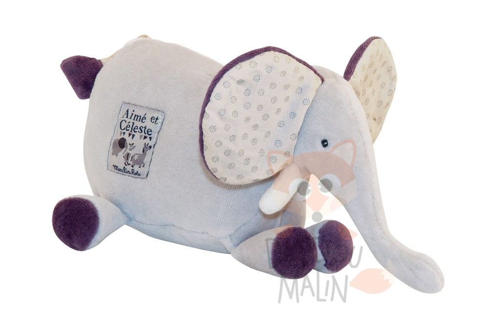  aimé and céleste soft toy elephant grey purple star 